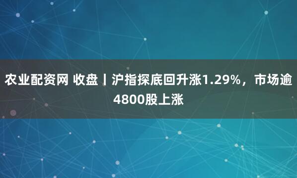 农业配资网 收盘丨沪指探底回升涨1.29%，市场逾4800股上涨